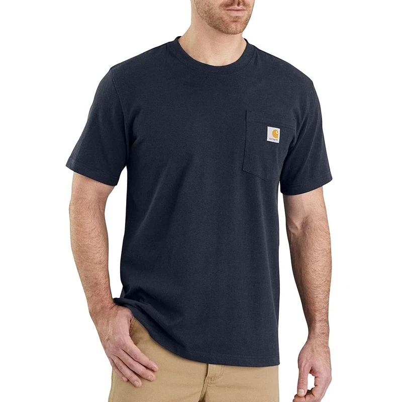 Carhartt Men's Relaxed Fit Heavyweight Short-Sleeve Pocket T-Shirt Work Utility, Navy, XXL Tall