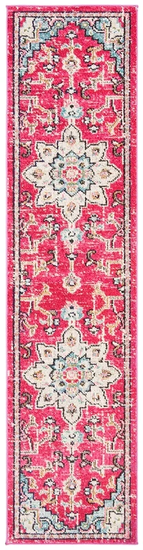 Safavieh Distressed Rug for Living Room Dining Room Bedroom - Madison Collection Short Pile Fuchsia and Blue 30 x 72 Inch