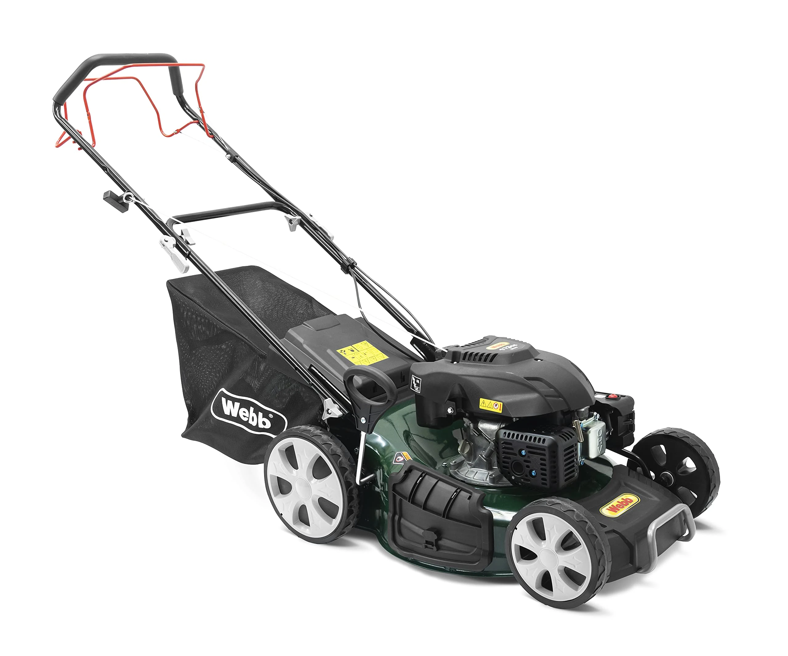 Webb WER510SP 20"/51cm Self Propelled Rotary Petrol Lawnmower, 173cc 4-Stroke Engine, 7 Cutting Heights, 65 Collection Bag - 3 Year Guarantee