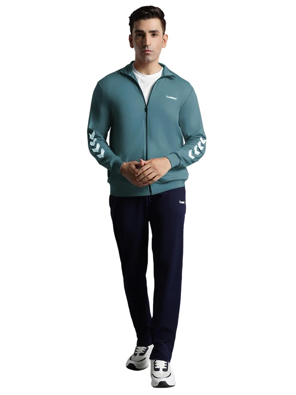 hummel 205876 Men's Ensemble Promo Poly Track Suit, vert Flash/Blue Navy, L EU - Image 1
