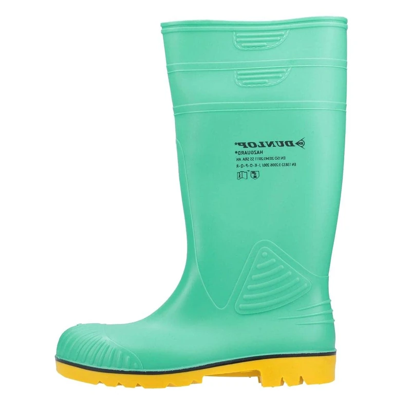 DUNLOP HazGuard Safety Wellington Boot - Unisex, Chemical Resistant and Lightweight, Work Wellies with Steel Toe Cap, Acifort, Green/Crepe - EU47, UK12