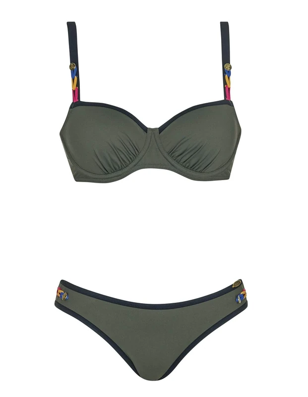 Sunflair 21094-74 Women's Shades of Palms Bottle Green Underwired Soft Cup Bikini Set 34 - D Cup