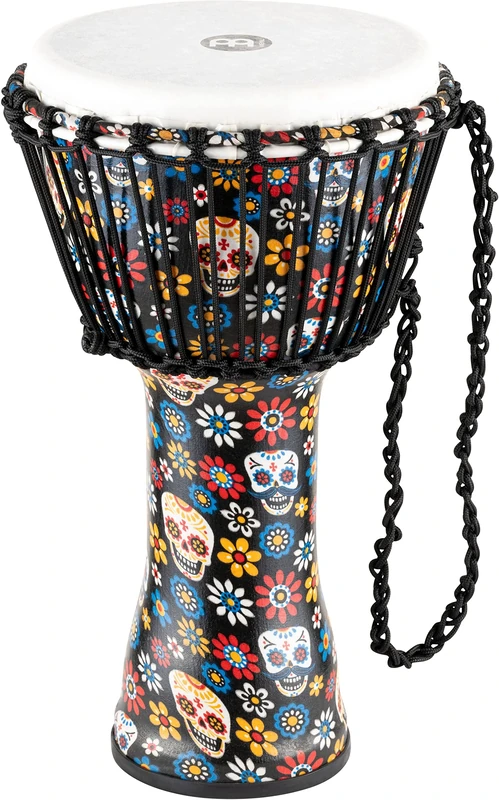 Meinl Percussion Rope Travel Djembe - Medium Sized Handdrum - With Nylon Ropes - Diameter 10 Inches - Plastic, Multicoloured (PADJ7-M-F)