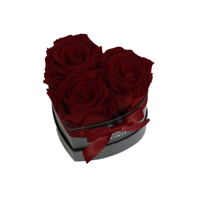 Infinity Flowerbox Preserved Rose, Burgundy, Heart Small