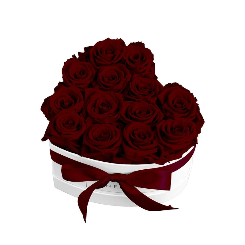 Infinity Flowerbox Preserved Rose, Burgundy, Heart Large