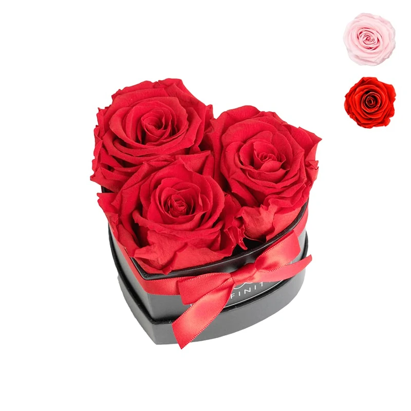 Infinity Flowerbox Preserved Rose, Vibrant Red, Heart Small