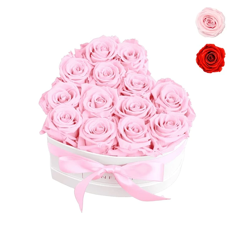 Infinity Flowerbox Preserved Rose, Bridal Pink, Heart Large