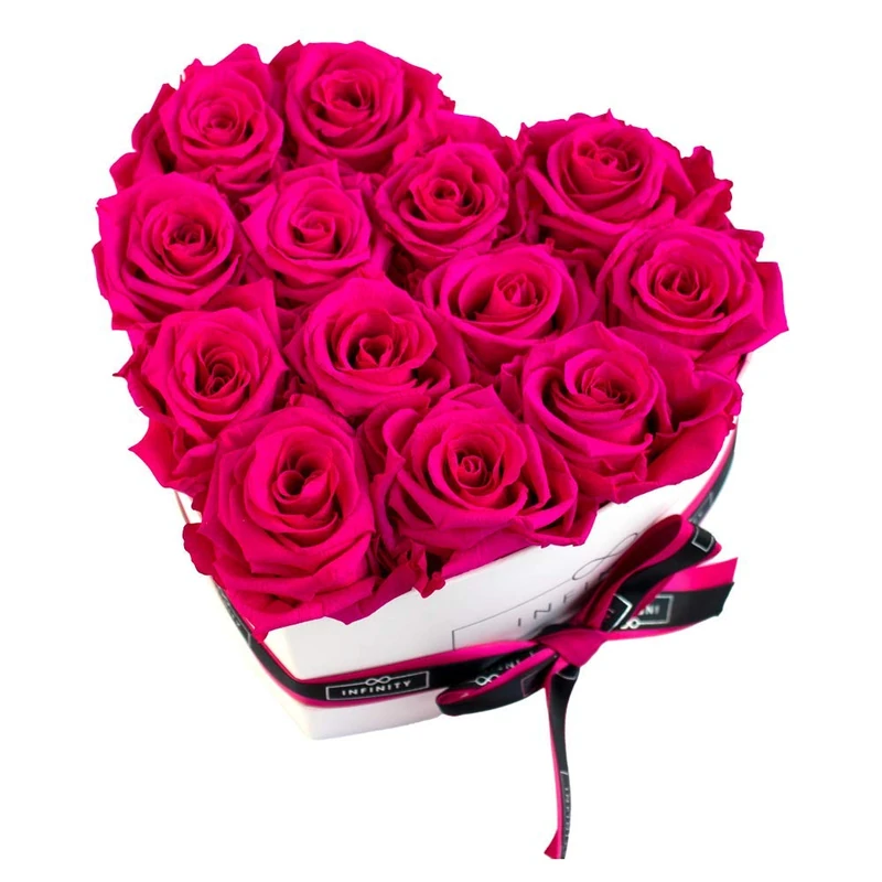 Infinity Flowerbox Preserved Rose, Hot Pink, Heart Large