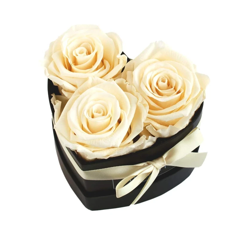 Infinity Flowerbox Preserved Rose, Champagne, Heart Small