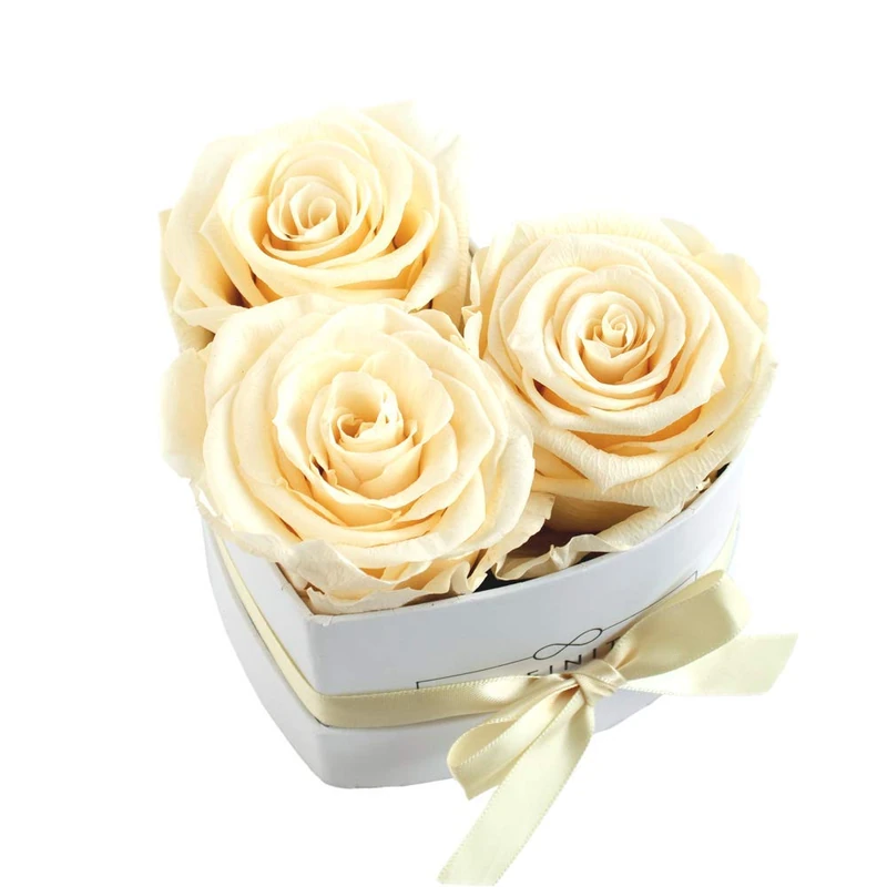 Infinity Flowerbox Preserved Rose, Champagne, Heart Small