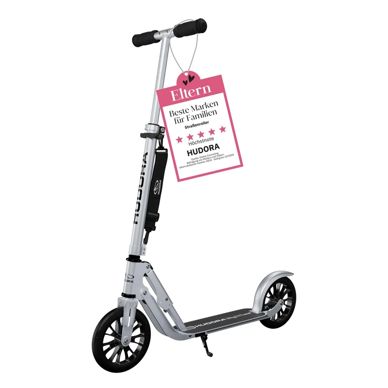 HUDORA BigWheel 205 Scooter - Stable Aluminum Scooter - Adjustable & Foldable City Scooter with Stand - Sporty Scooter for Kids & Adults up to 100kg