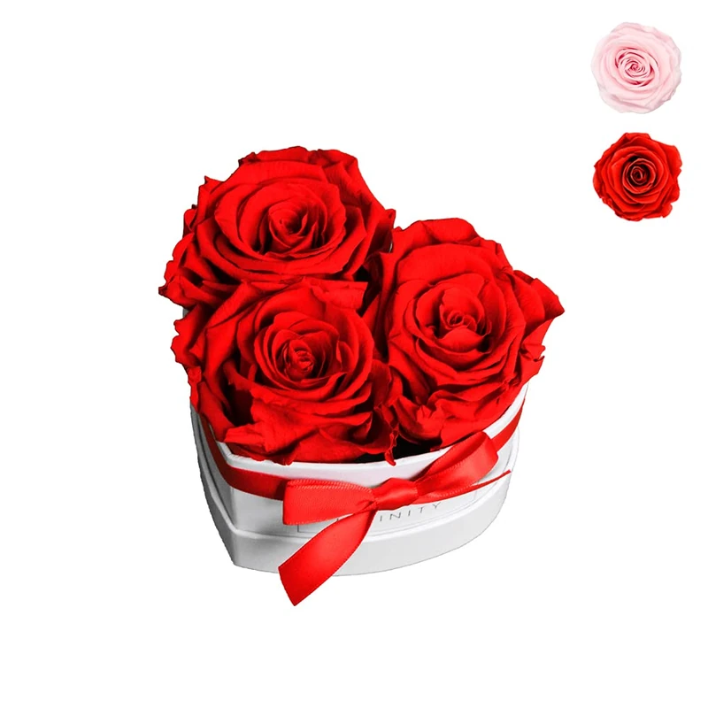 Infinity Flowerbox Preserved Rose, Vibrant Red, Heart Small