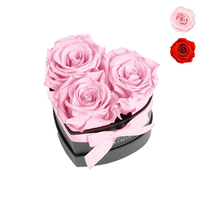 Infinity Flowerbox Preserved Rose, Bridal Pink, Heart Small