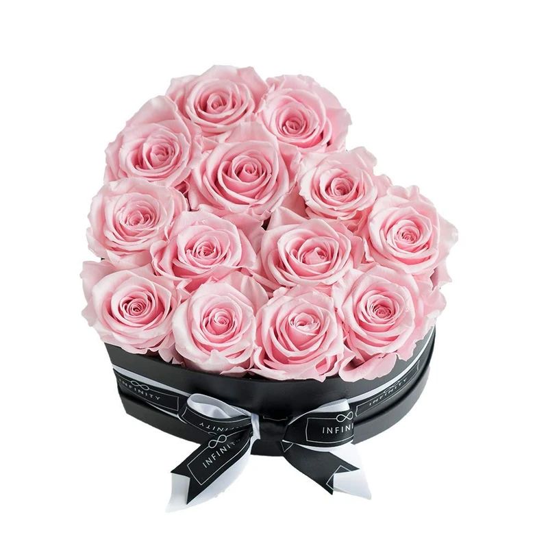 Infinity Flowerbox Preserved Rose, Bridal Pink, Heart Large