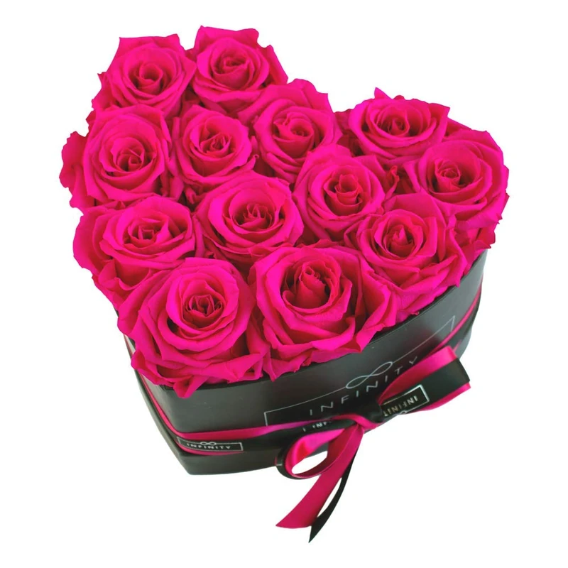 Infinity Flowerbox Preserved Rose, Hot Pink, Heart Large