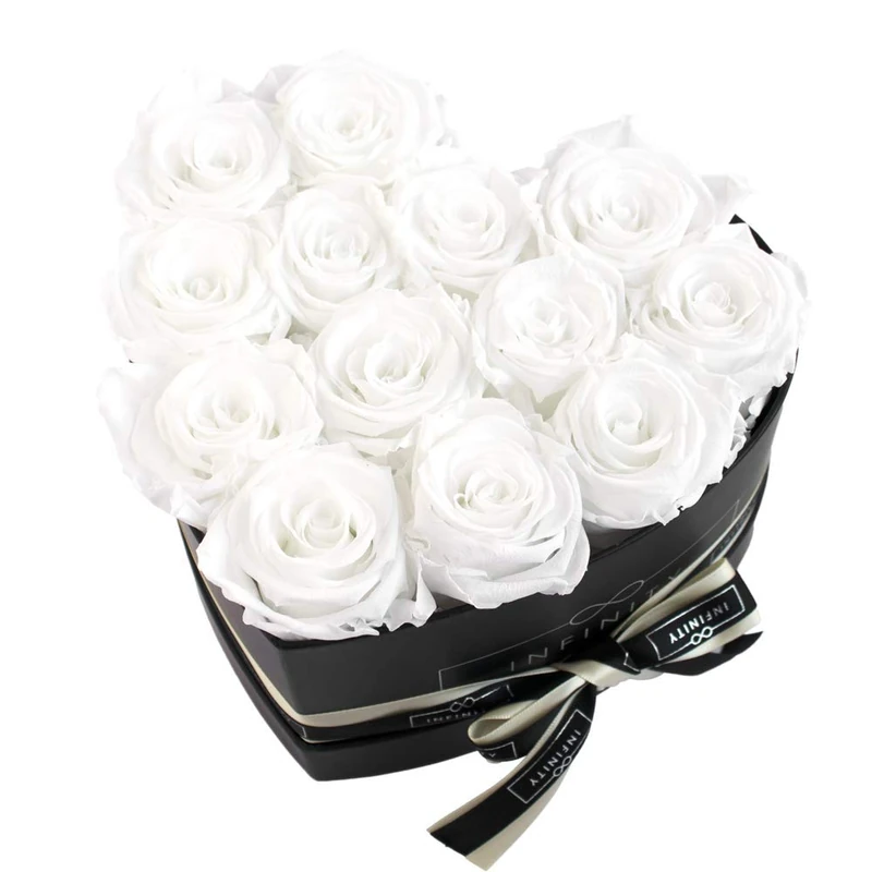 Infinity Flowerbox Preserved Rose, Pure White, Heart Large