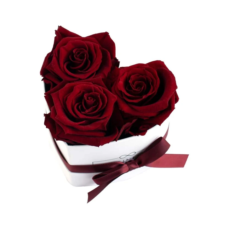 Infinity Flowerbox Preserved Rose, Burgundy, Heart Small