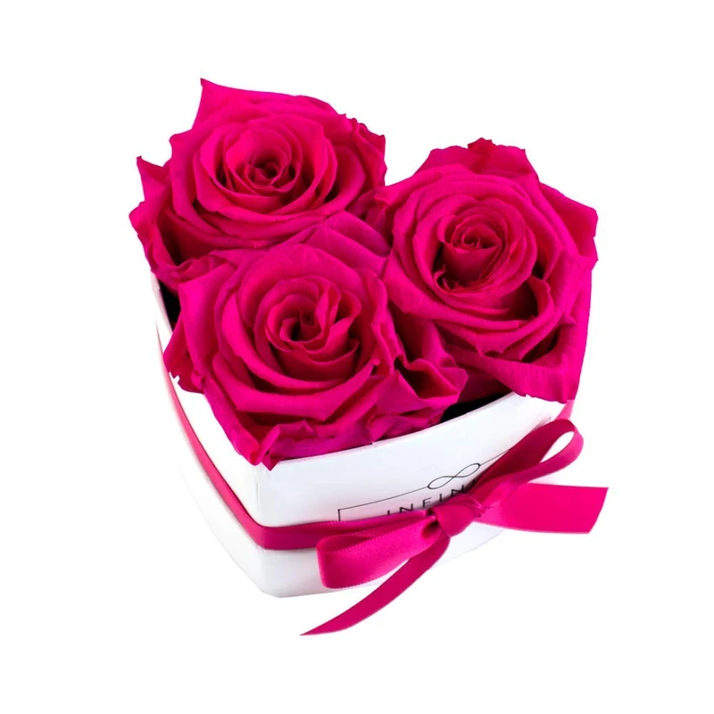 Infinity Flowerbox Preserved Rose, Hot Pink, Heart Small
