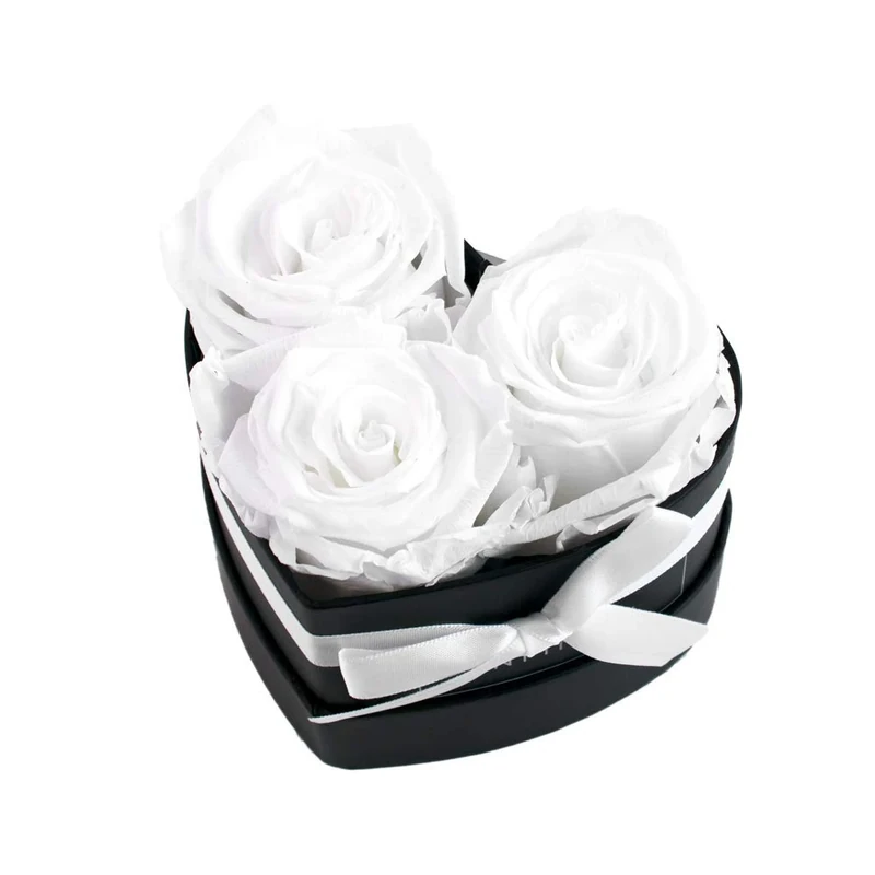 Infinity Flowerbox Preserved Rose, Pure White, Heart Small