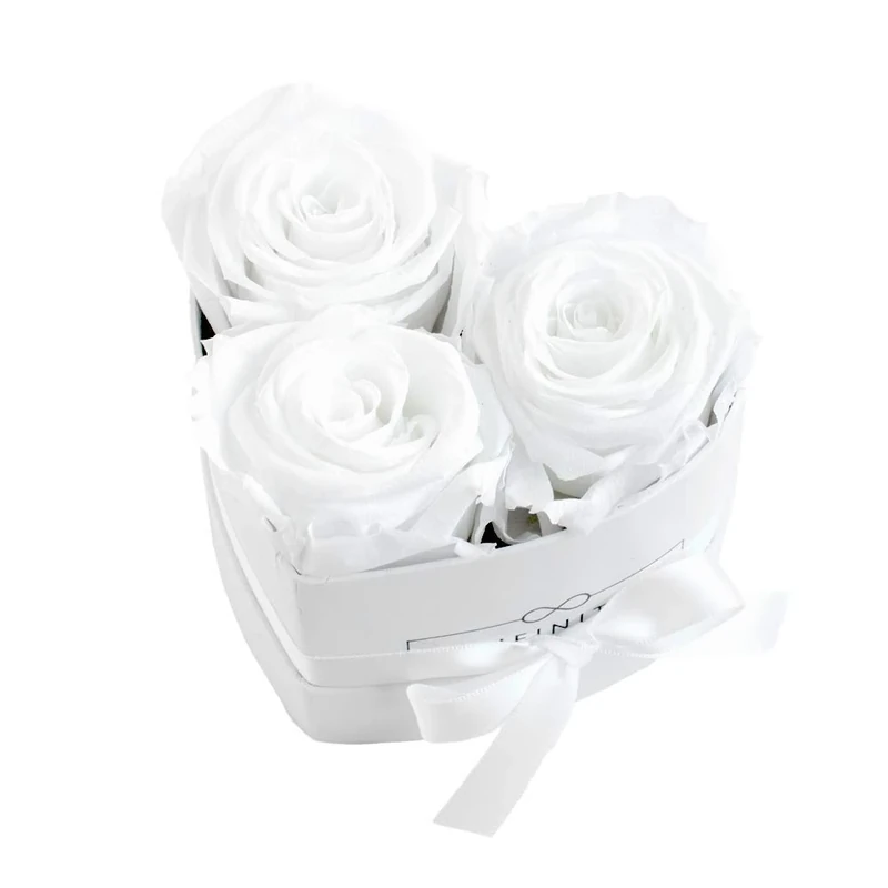 Infinity Flowerbox Preserved Rose, Pure White, Heart Small