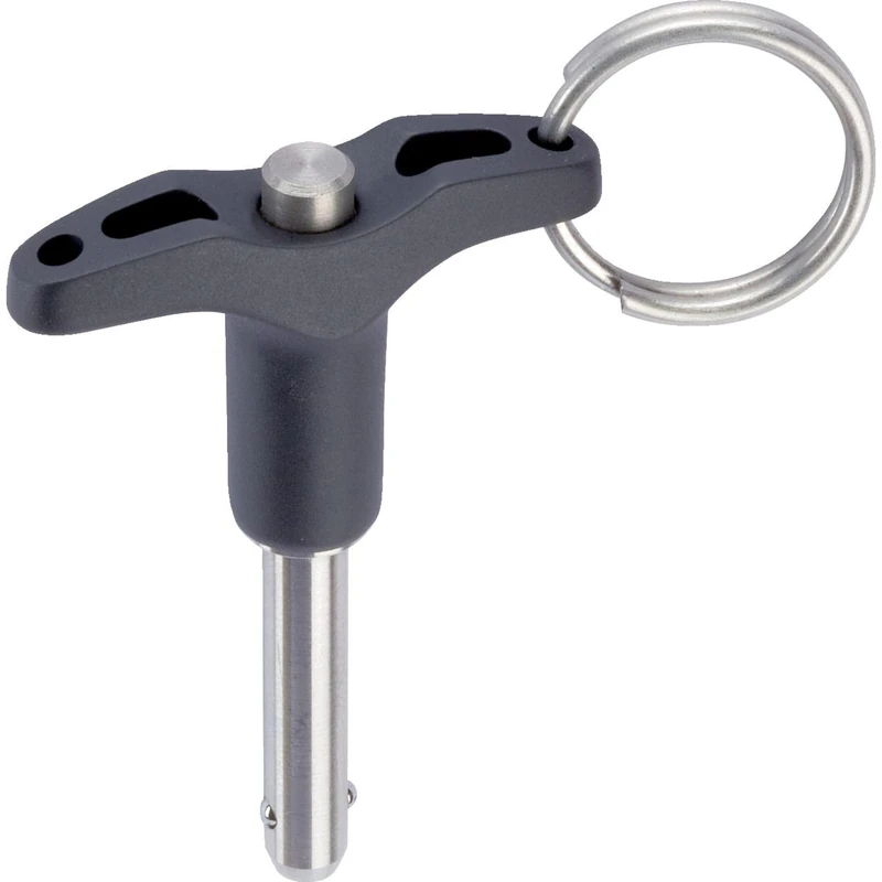 HALDER 4211.E26 Ball Locking Bolt with T-Handle, Simple Acting - According to NASM / MS17985 pin, Black, Nenndurchmesser=7/16 Zoll