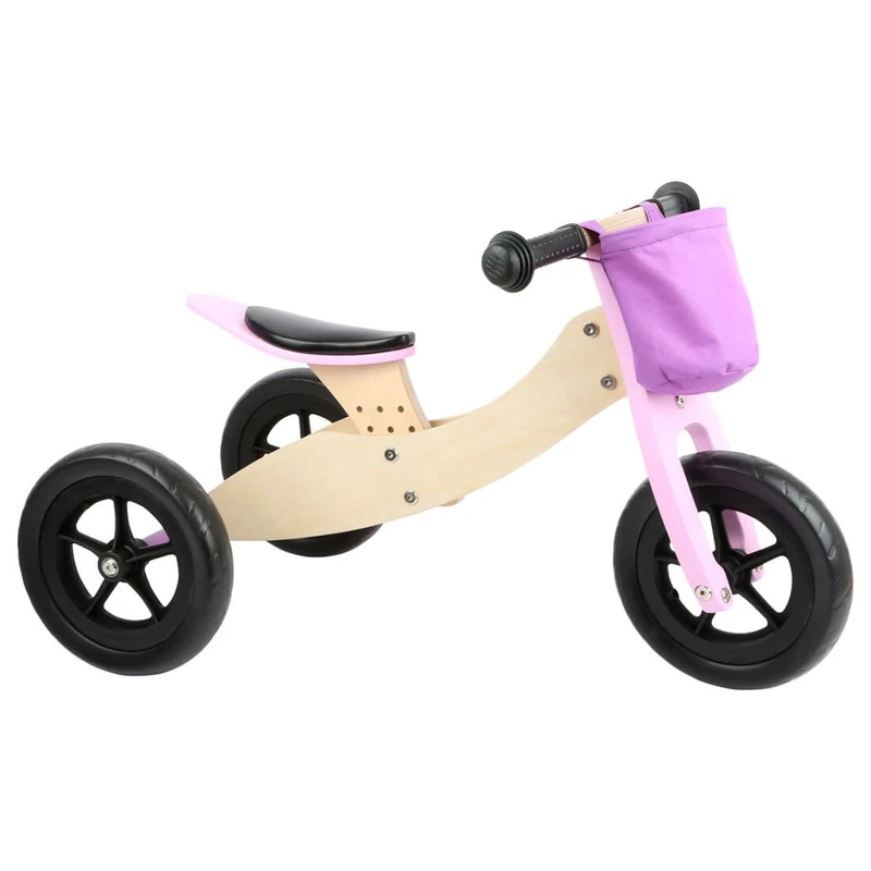 small foot 11611 Balance Trike Maxi 2-in-1, pink, made of wood, tricycle and balance bike, adjustable seat