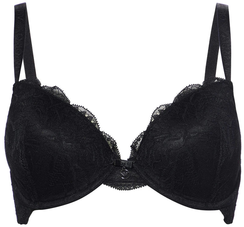 Emporio Armani Women's Virtual Lace Push Up Bra Not Applicable, Nero, 34D