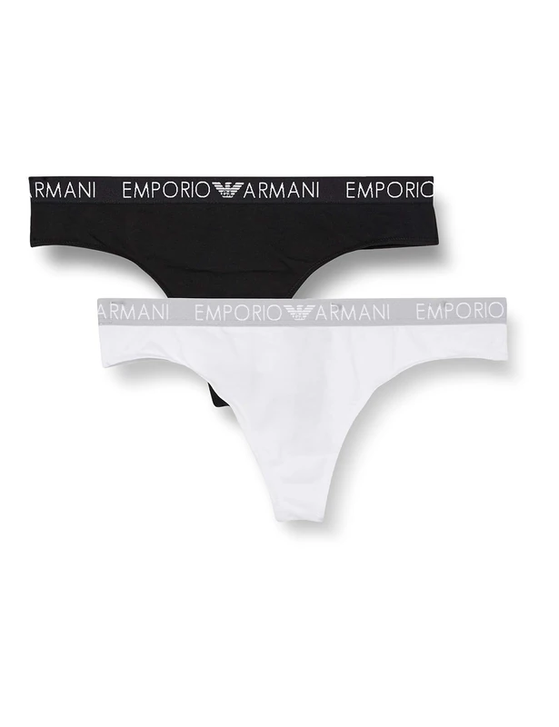 Emporio Armani Women's Iconic Cotton Underwear, White/Black, M UK