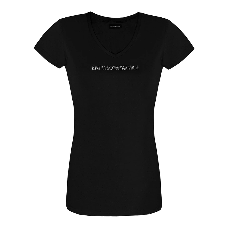 Emporio Armani Women's Iconic Cotton V-Neck T-Shirt, Black, L