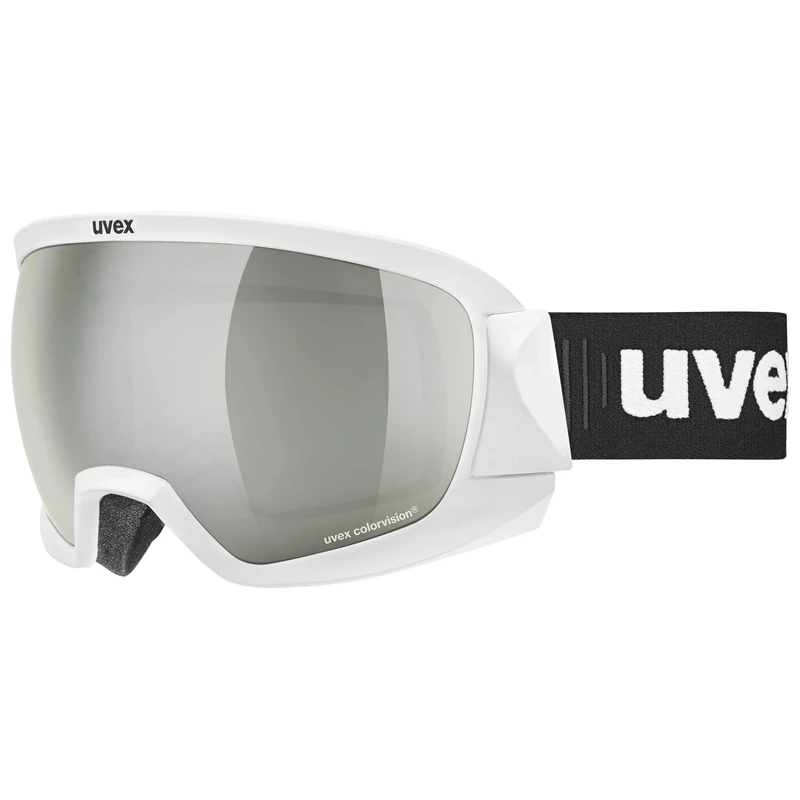 uvex Contest CV - Ski Goggle for Men and Women - Contrast Enhancing - Distortion-Free Vision - White Matt/Silver-Green - One Size