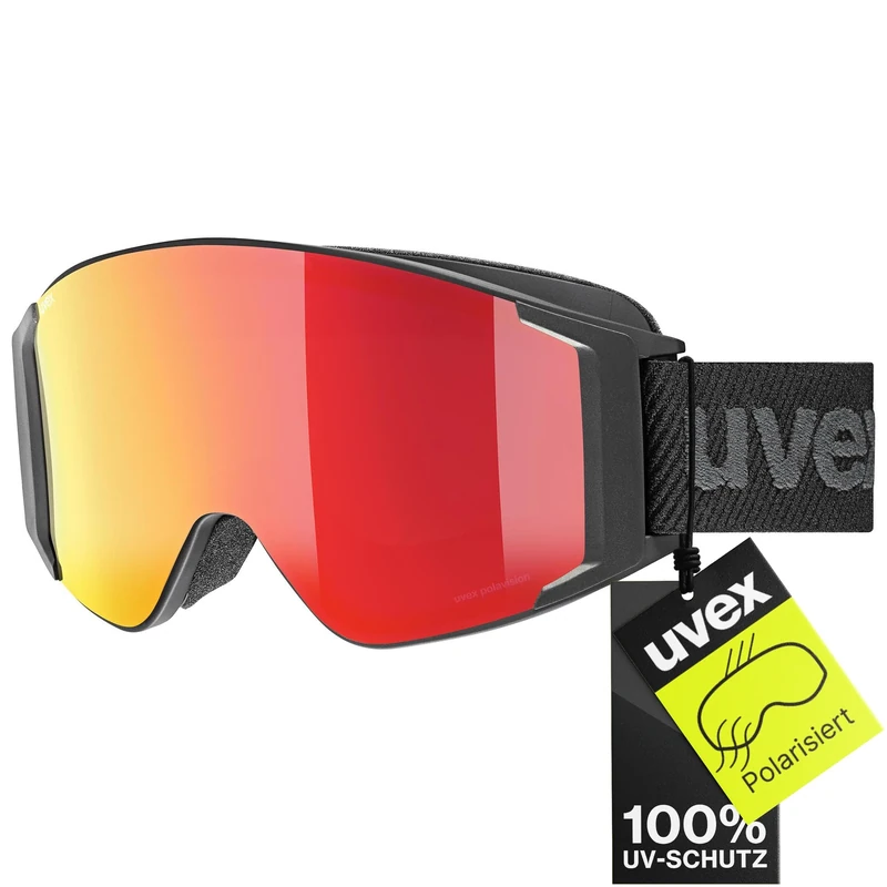 Uvex g.gl 3000 TOP - Ski Goggle for Men and Women - Polarized Lenses - incl. Interchangeable Lenses - Black Matt/Red-Clear - One Size