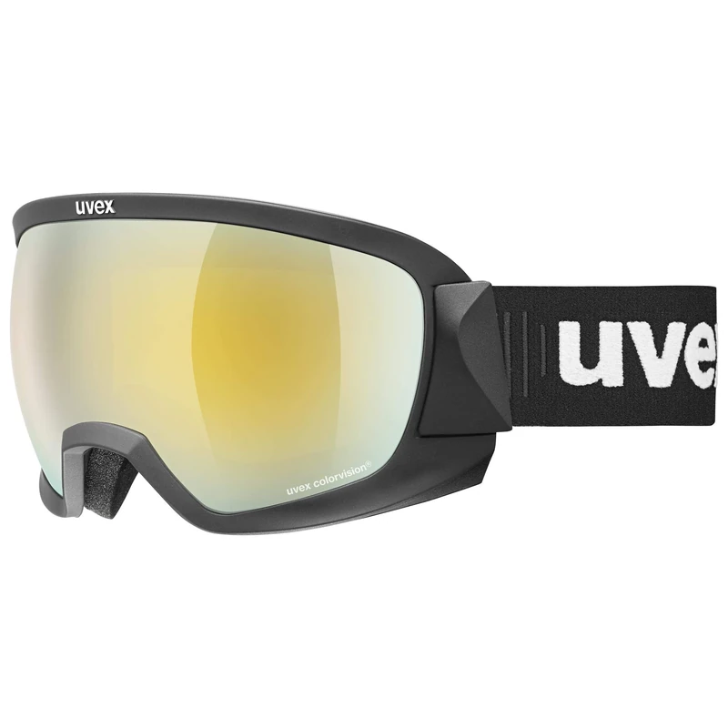 Uvex Contest CV - Ski Goggle for Men and Women - Contrast Enhancing - Distortion-Free Vision - Black Matt/Gold-Green - One Size
