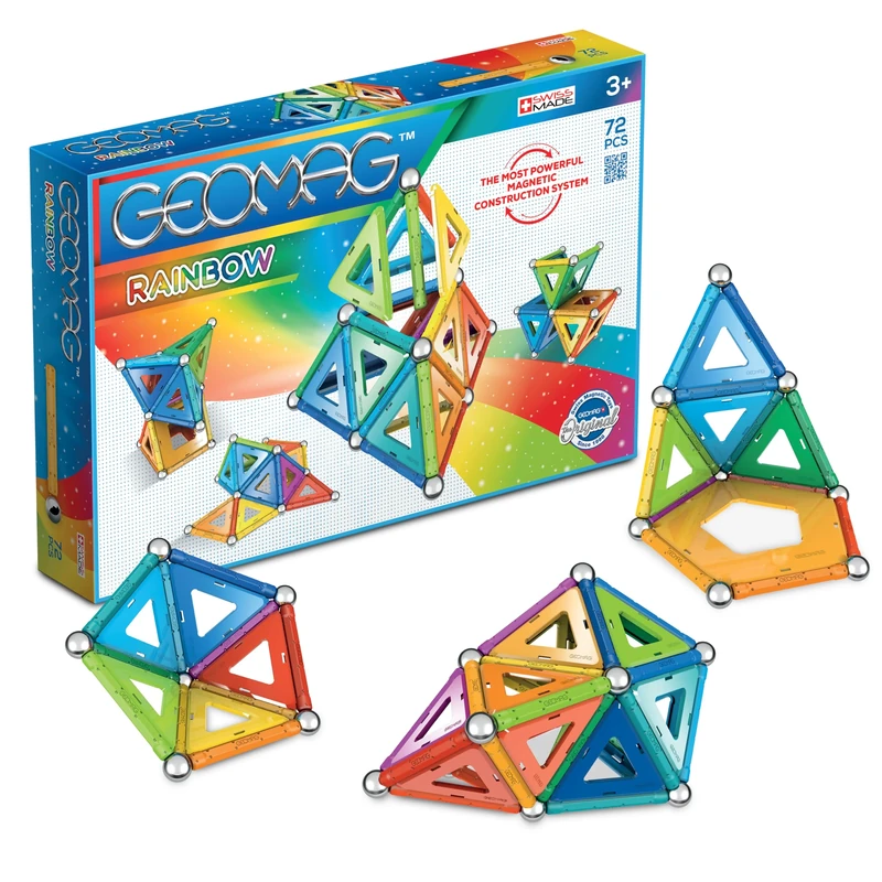 Geomag 371 Classic Building Set, Rainbow, Magnetic Toy, 72 Pieces, Multicolour