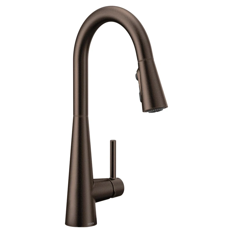 Moen 7864ORB Sleek One-Handle High Arc Pulldown Kitchen Faucet Featuring Power Clean, Oil Rubbed Bronze