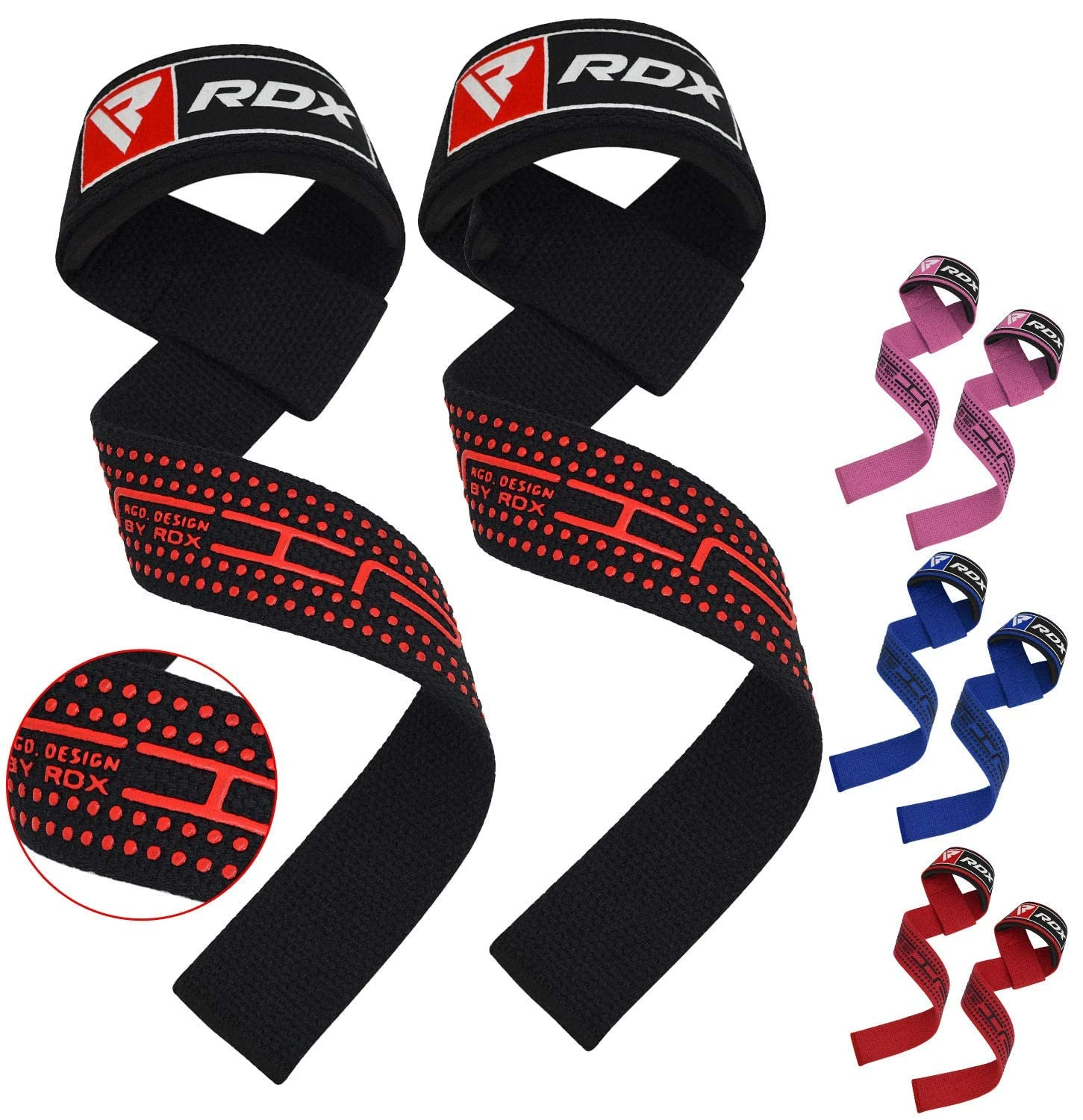 RDX Lifting Straps for Weightlifting – 100% Cotton Heavy Duty Gym Wrist Strap with 5MM Neoprene Padding, 60CM Anti-Slip Hand Grip Wraps for Deadlifts Powerlifting Workouts Strength Training, Men Women