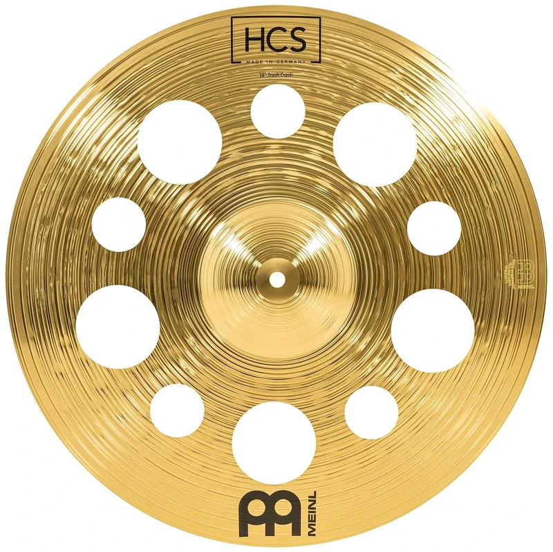 Meinl Cymbals HCS Trash Crash Cymbal 18 inch (Video) with holes for Drum Set (45,72cm) Traditional Finish Brass, Made In Germany (HCS18TRC)