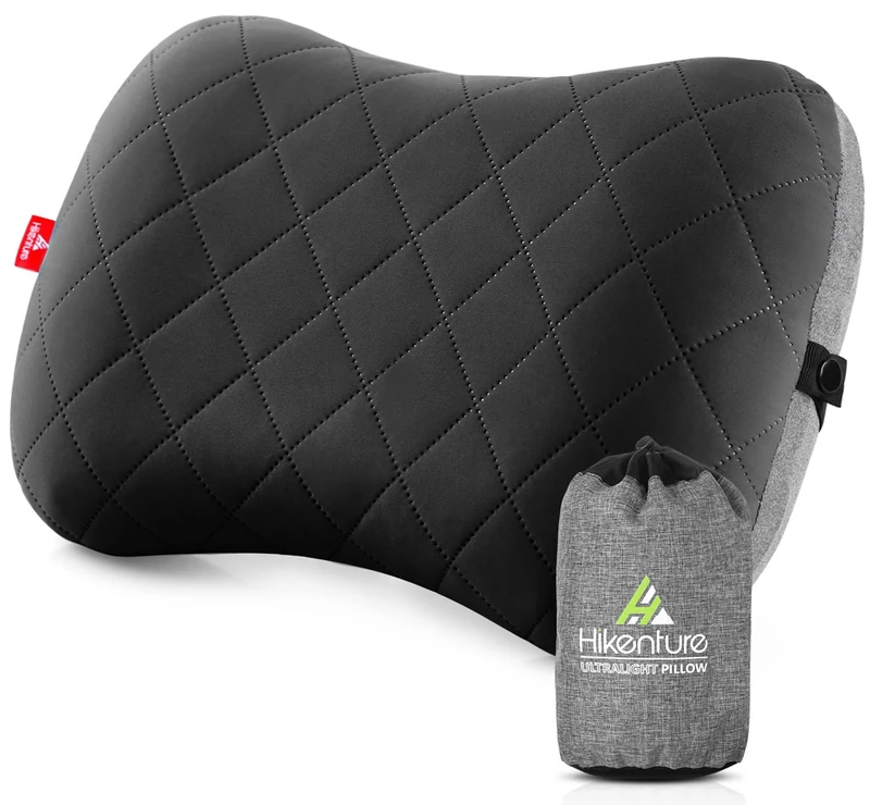 HIKENTURE Ultralight Inflatable Pillow - Upgrade Comfortable Ergonomic Air Pillow for Neck Support, Travel, Camping, Backpacking, Office, Beach