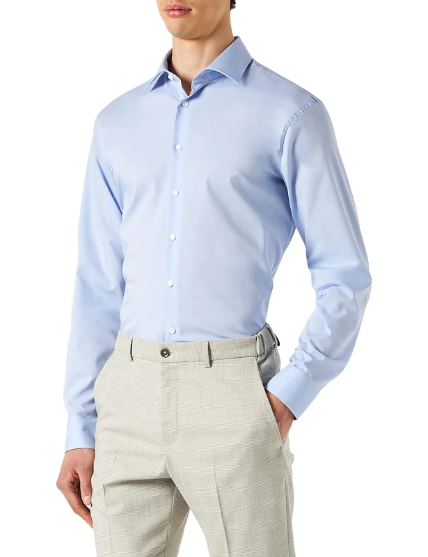 Seidensticker men's business shirt - shaped fit - non-iron - Kent collar - long sleeve - 100% cotton