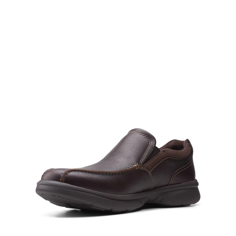 Clarks Bradley Step Loafer - Brown Drum Leather Slip-On, 7 UK