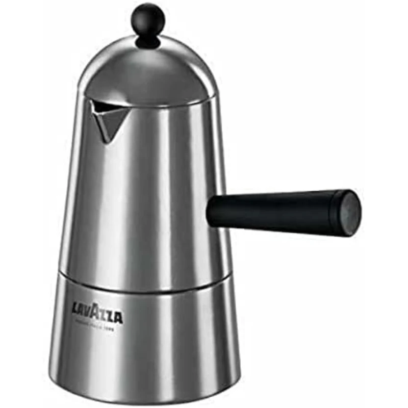 Lavazza ILSA Carmencita Classic Aluminium Espresso Maker with Black Handle and Button - 6 Cups