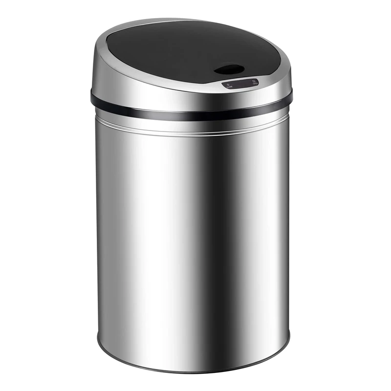 Ribelli Stainless Steel Bin 60 Litres - Waste Bin with Sensor - Automatic Opening and Closing - Clamping Ring for Bin Bags - Removable Lid - with LED Function Indicator (Chrome)