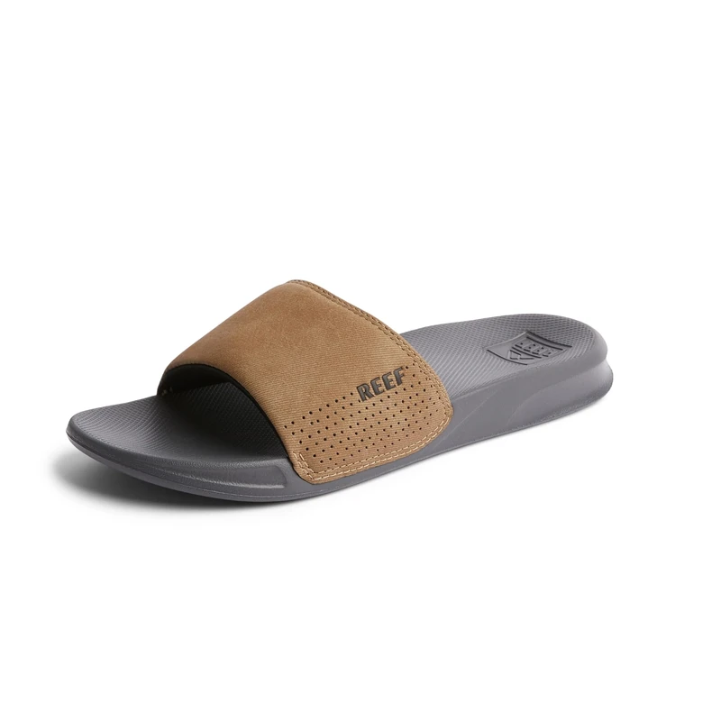 Reef Men's One Slide Sandals - Grey/Tan, Waterproof, UK 3