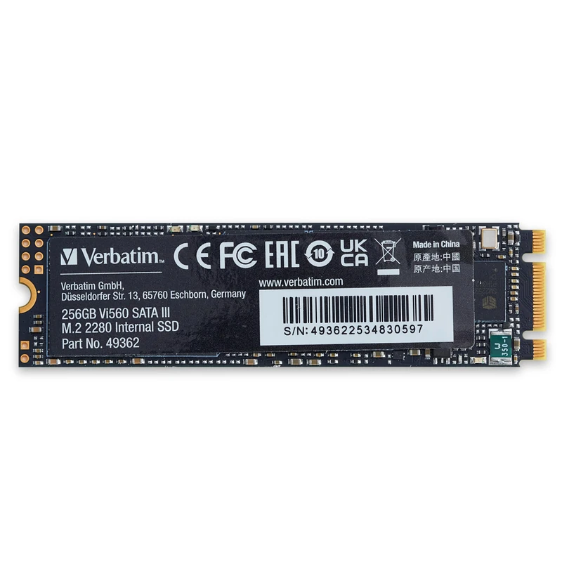 Verbatim Vi560 S3 M.2 SSD - internal SSD 256GB - Solid State Drive - SATA III M.2 interface - internal SSD drive with 3D NAND technology - high performance SSD 256GB - up to 560MB/s - blue