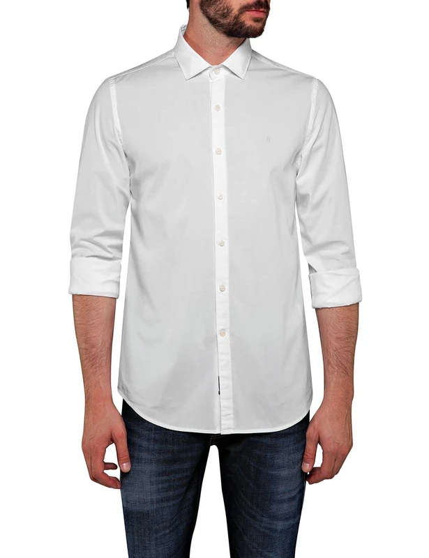 Replay men's long-sleeved shirt with stretch, white (White 001), L