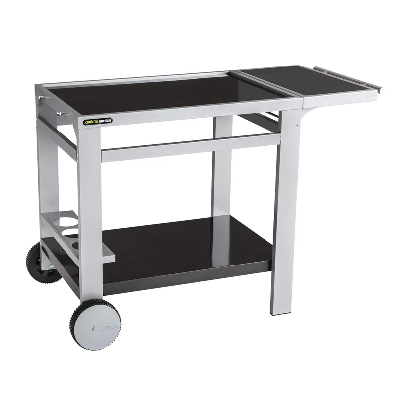 Cook'in garden - Media 80 Side Table - Trolley with Worktop - Mobile Furniture on Wheels, Bottle Holder - Holder for Plancha or Grill