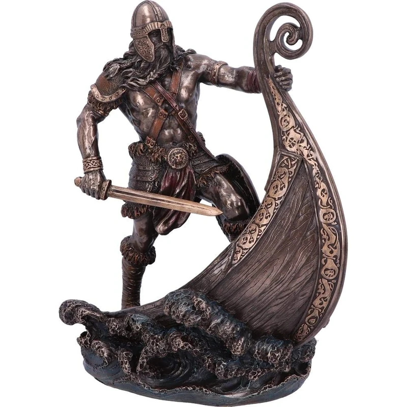 Nemesis Now Bronzed Halvor Viking Longship Figurine, One Size, Bronze