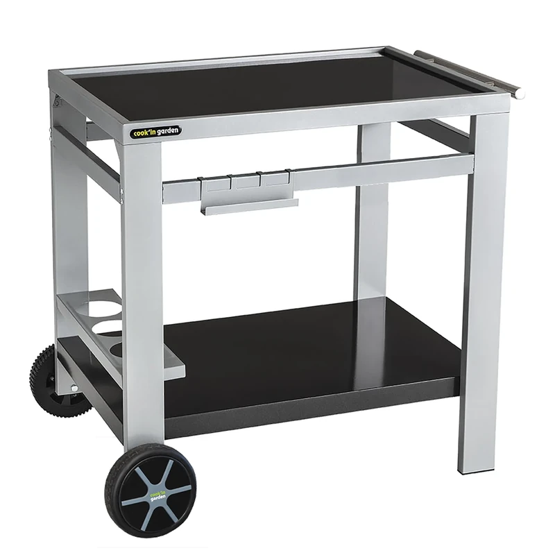Cook'in Garden Media M Barbecue/Grill Trolley, Black/Silver