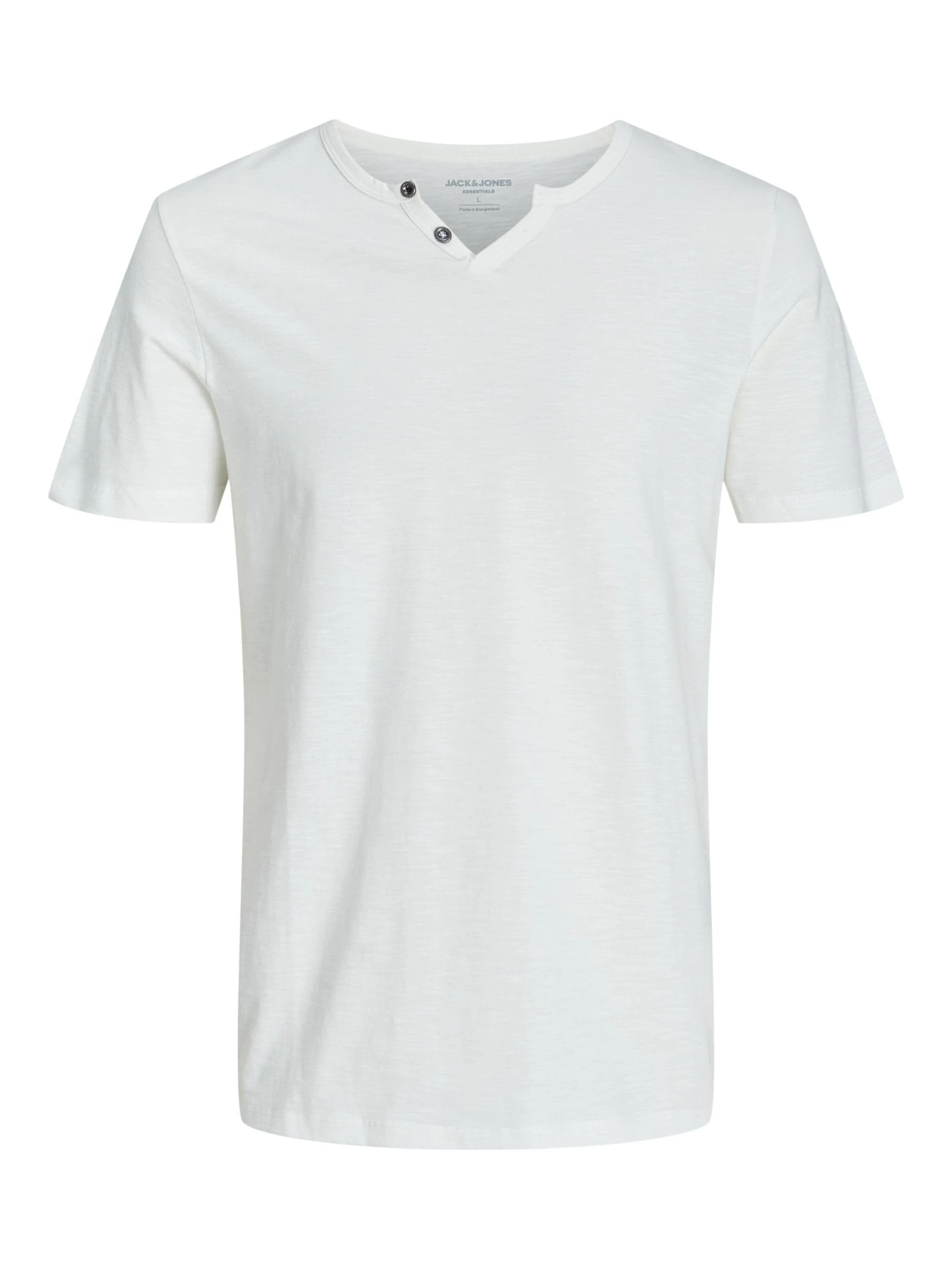 JACK & JONES Men's Jjesplit Neck Tee Ss Noos T-Shirt, Cloud Dancer, M