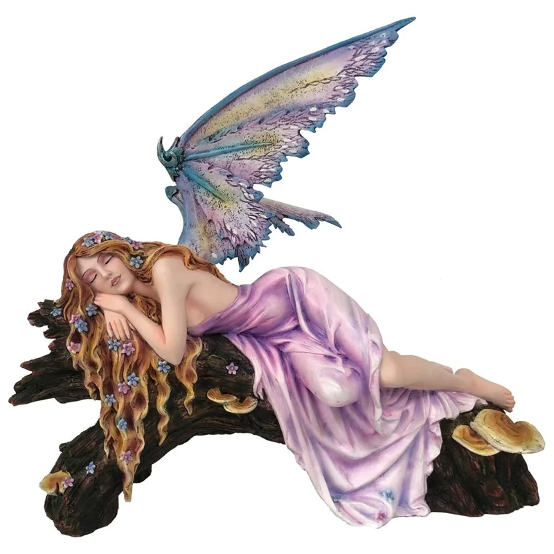 Nemesis Now Drema Sleeping Woodland Fairy Figurine Ornament, Polyresin, Purple, One Size