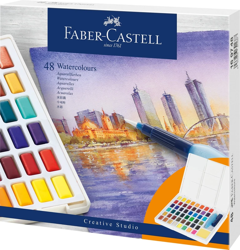 Faber-Castell Creative Studio Watercolour 48 Pan Set, Art, Painting, Home, Office, Art Studio, Artist Supplies, Gift, Present